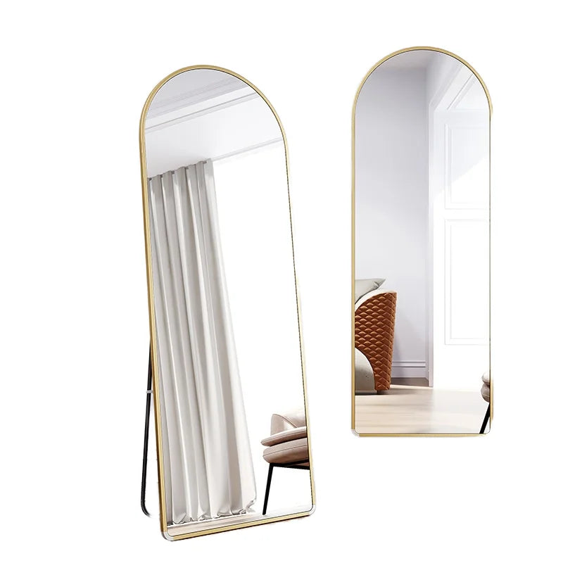 Large Full-Length Floor Mirror with 4mm Thickness Full Body Decorative Wall Arch Metal Frame Furniture for Wedding Occasions