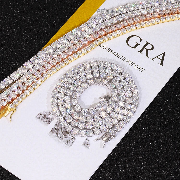 Lowest Price Moissanite Tennis Bracelet 2mm-6.5mm in Stock 925 Silver Men Women Hip Hop Bracelet VVS GRA Tennis Necklace