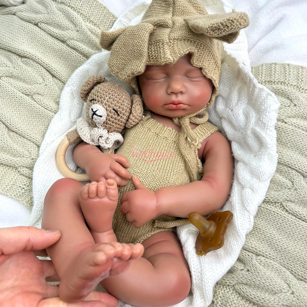 Lifelike Real Touch Silicone Reborn Dolls 20" Open Mouth LouLou Soft Full Body Newborn Realistic Details Gift for Baby Shower