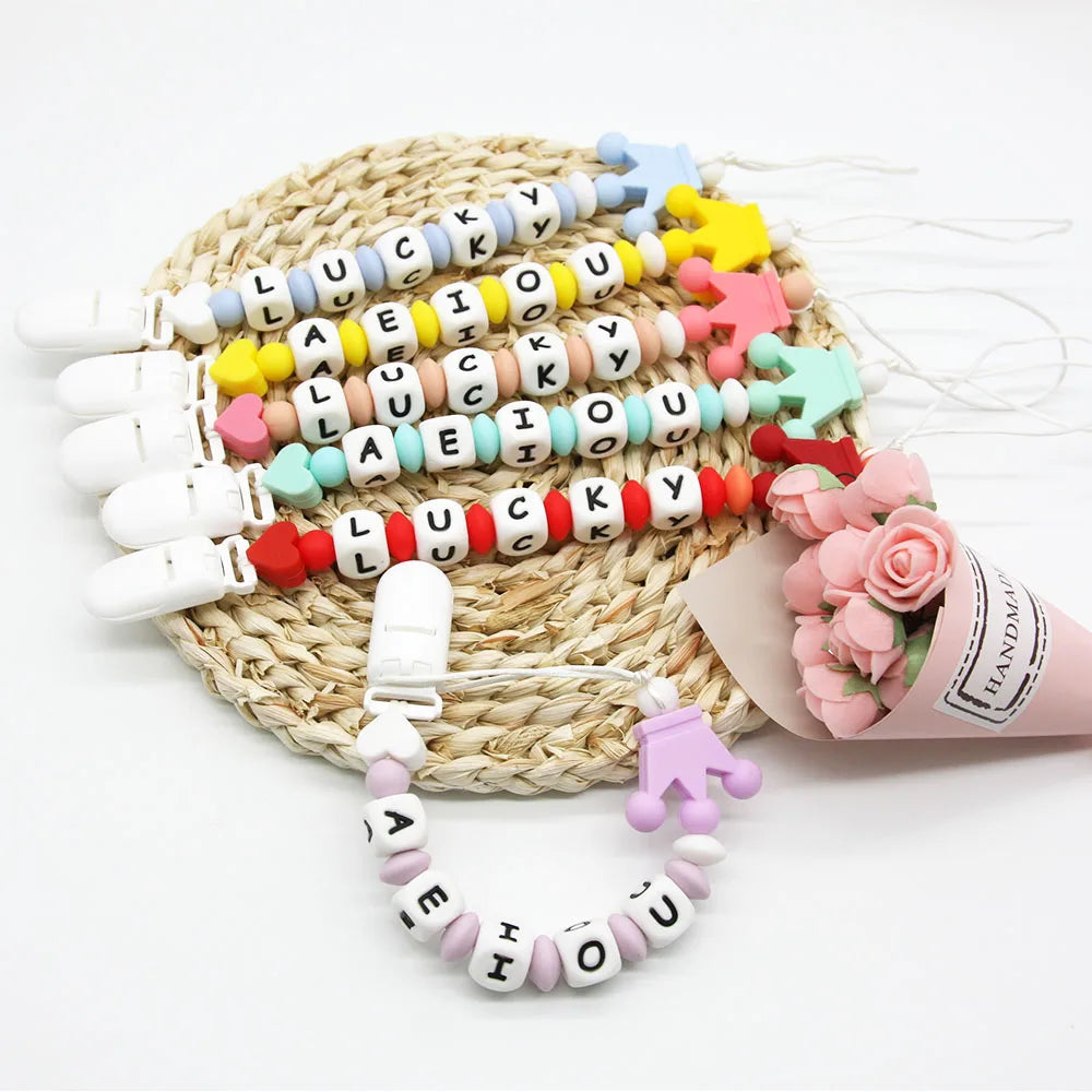 Cute-idea 10pc mini Crown BPA Free Silicone Beads Baby Teether Chew sensory Craft Chain For Pendant Food Grade Baby Teething Toy