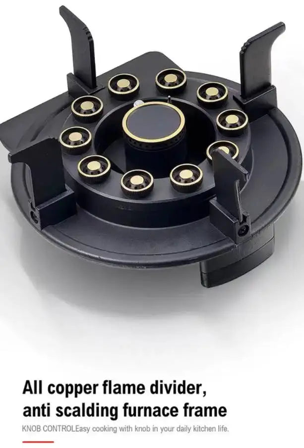 3-Burner Built-In Portable Gas Stove With 3+3+1.75kW Power, Tempered Glass for Household Use