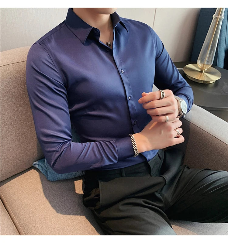 Camisas De Hombre Long Sleeve Shirts For Men Clothing 2026 Business Formal Wear Camisa Social Masculina Slim Fit Chemise Homme
