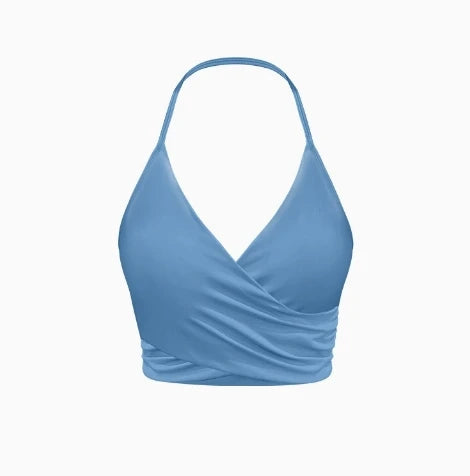 New Arrival Quick Dry Solid Color Cross Hollow Gym Frosted Backless Thin Straps Cross Layer Yoga Sports Bra for Women