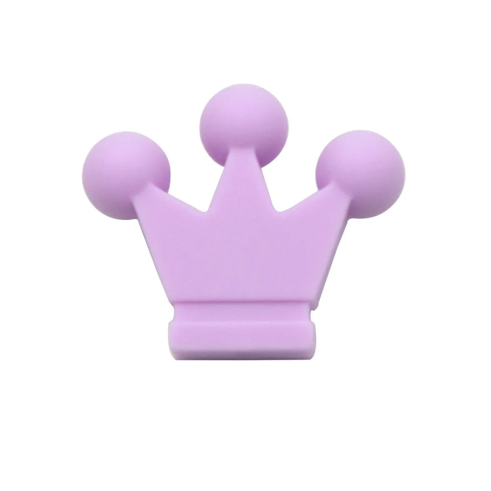 Cute-idea 10pc mini Crown BPA Free Silicone Beads Baby Teether Chew sensory Craft Chain For Pendant Food Grade Baby Teething Toy
