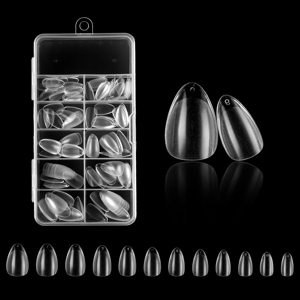 120PCS Acrylic Short False Tips Nail Transparent Frosted Square Oval Almond Ballet Wearable Matte High Toughness Manicure Tip