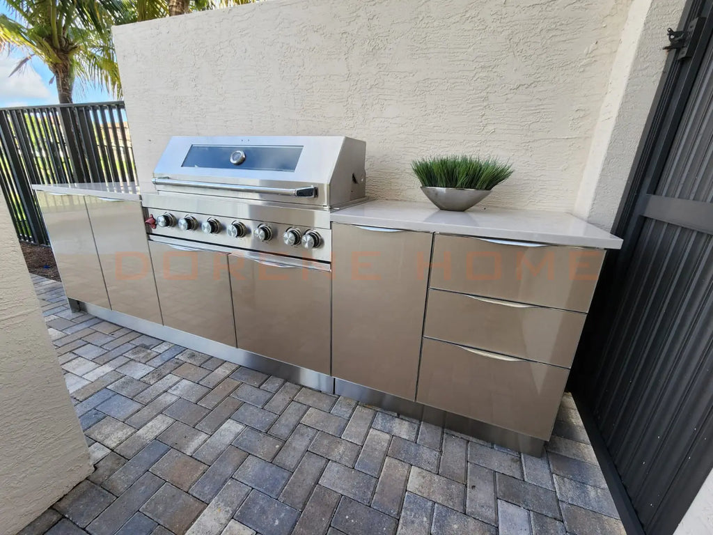 Modular Outdoor Kitchen Pod with Stainless Steel Cabinets, BBQ Grill Station and Custom Outdoor Design for Patios Customized