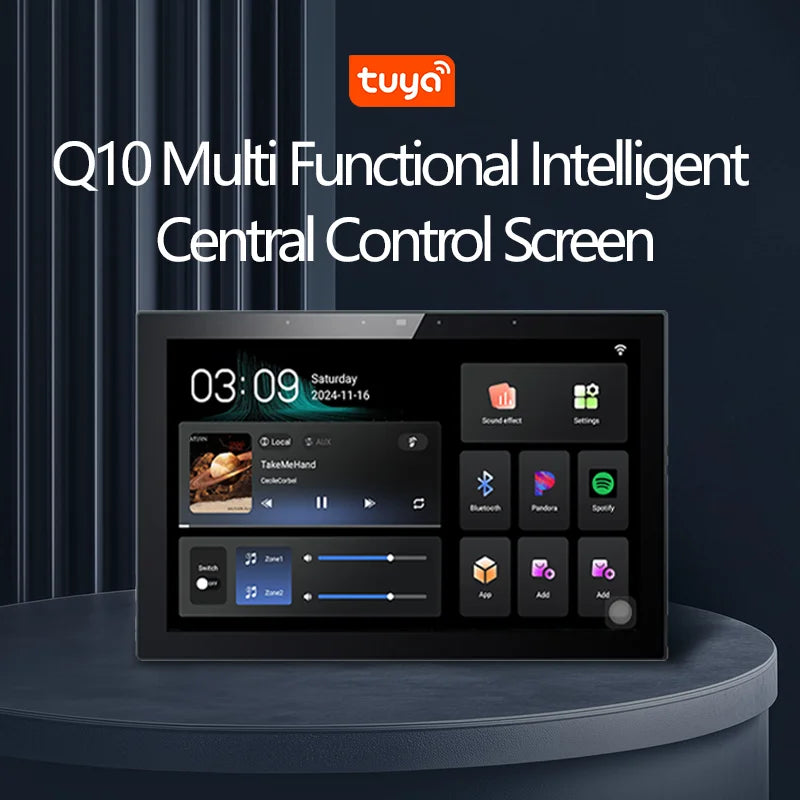 TuoAn Q10 Pro-10.1 Inch 2-Zone Background Music Touch Screen Control Panel Supports Wired and Bluetooth Audio Speakers