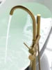 Matte Black Brass Ceramic Floor Mounted Free Standing Shower System Bathtub Mixer Tap Faucet Set Slide Bar 1 Handle Soft Spray