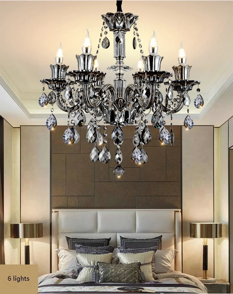 Modern Candle Crystal Lamp Living Room Large Crystal Chandelier Lighting Modern Atmosphere Restaurant Bedroom Hanging Lamps