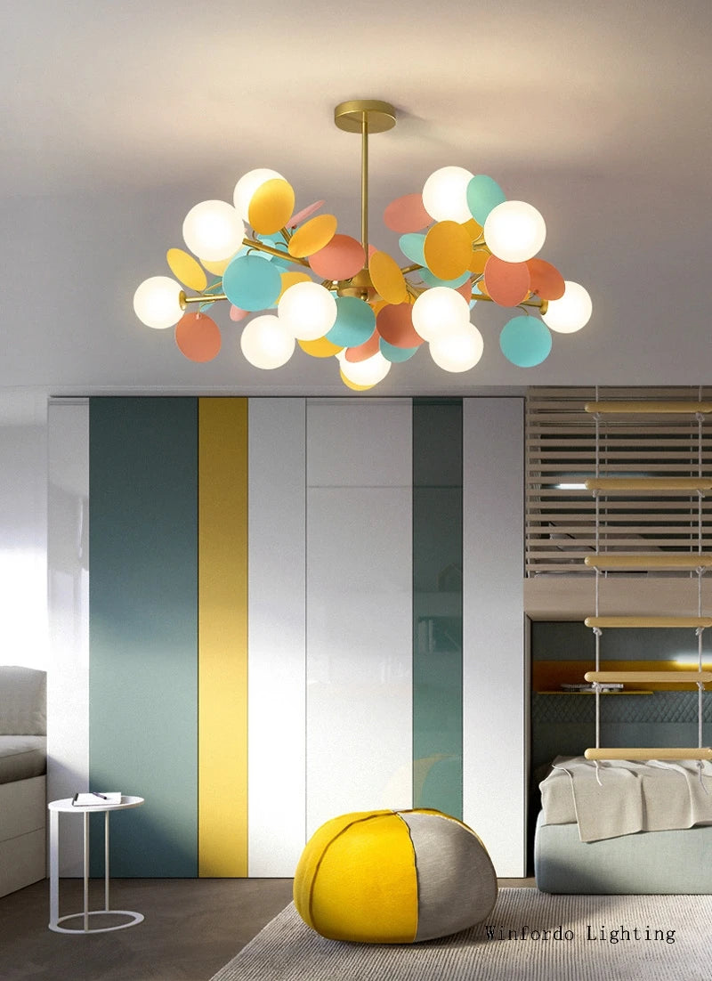 Colourful Branch Chandelier for Bedroom Living Room Acrylic Hanging Lamps Lustre Mood Ceiling Light Modern Led Chandeliers