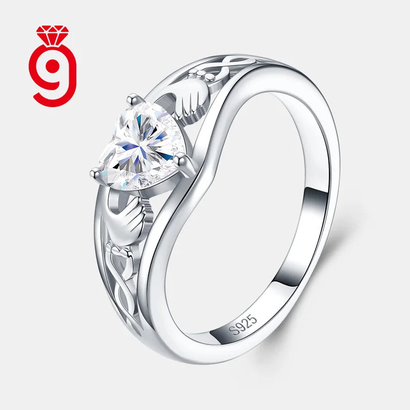 Heart Moissanite Promise RingS925 Sterling Silver 0.8ct Heart-Cut Moissanite Elegant Irish Love Symbol Engagement Jewelry Rings