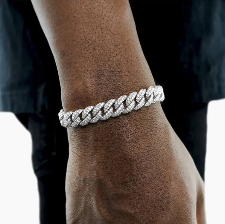 Ready to Ship Diamond Cuban Bracelet 6mm-22mm S925 Silver Hip Hop Bracelet Full Iced Out Moissanite Cuban Bracelet for Men
