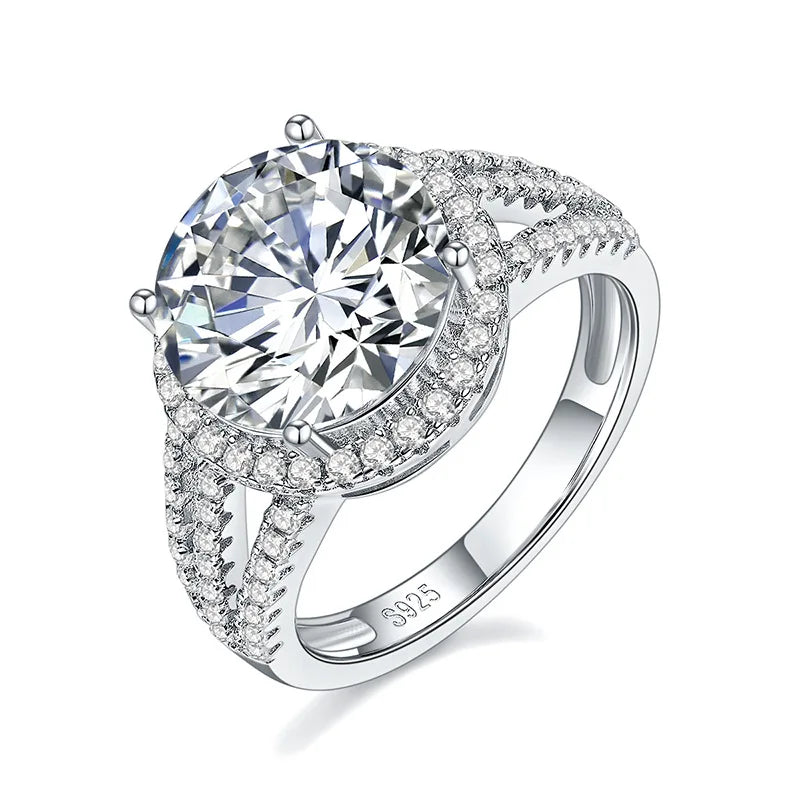 Ruizuan Luxury Silver 925 3 Carats Moissanite Diamond Ring Fashion Jewelry for Women Men Rhodium Plating Gemstone Rings GRA