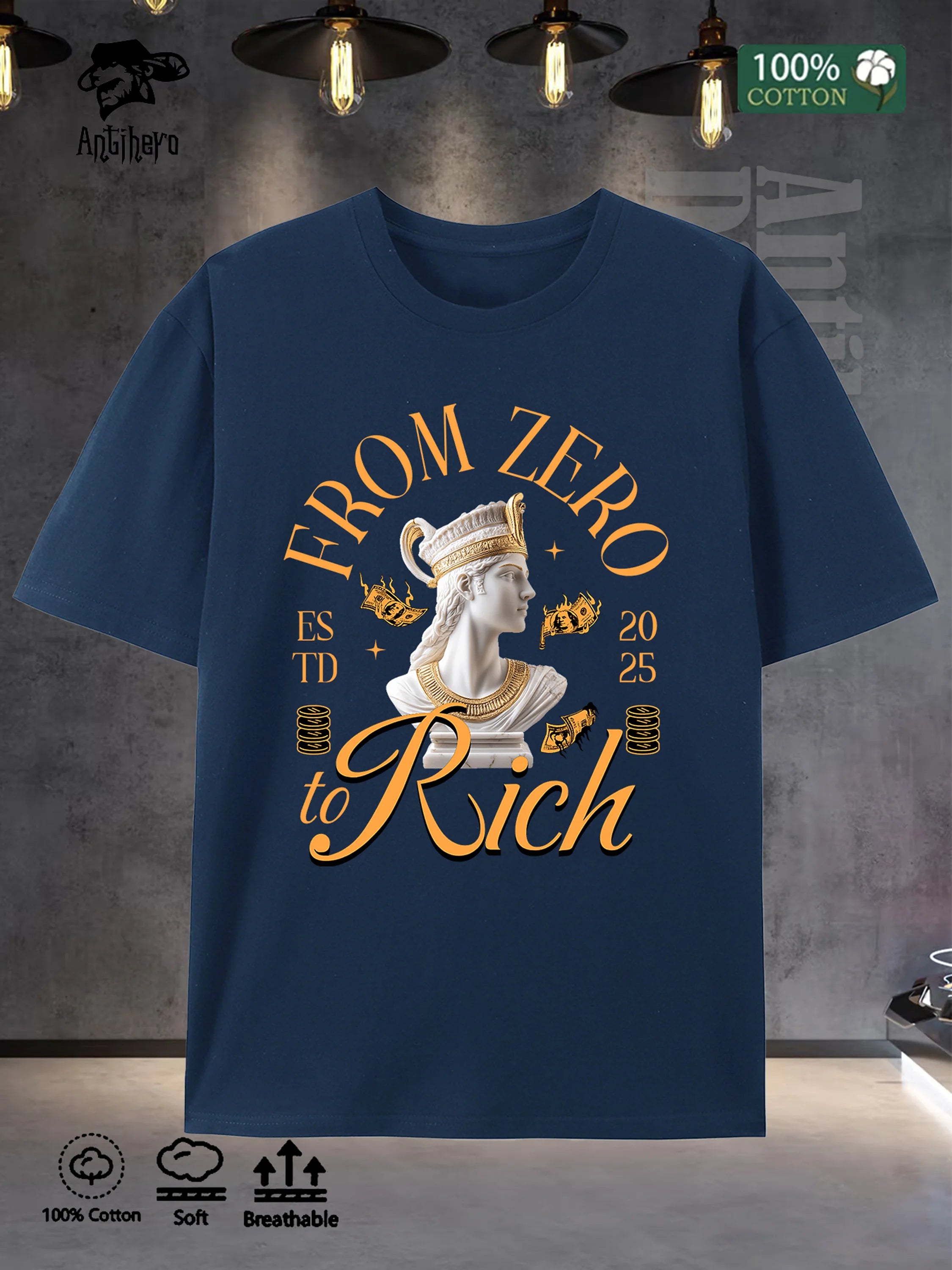 2025 New Style Men's Cotton Tee Oversize Fit 100% Pure Comfortable Street Fashion USA Warehouse
