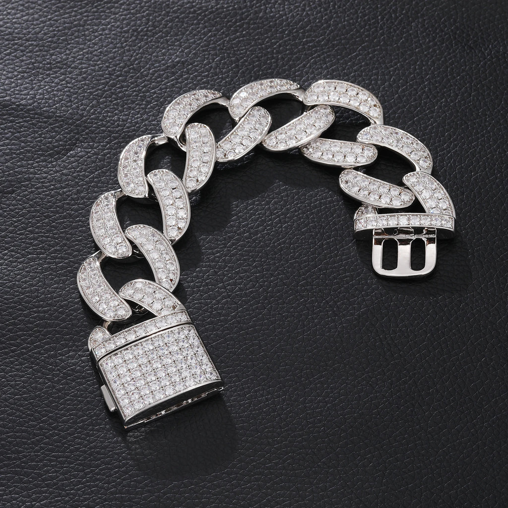Miami Oversized 28mm Cuban Link Bracelet 18K Gold Plated Set with Zirconia Stylish and Trendy Design for Party Unisex