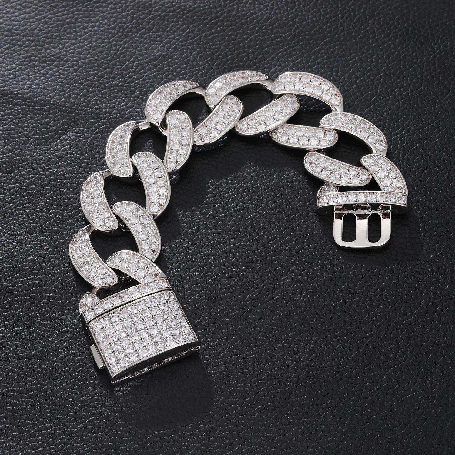 Miami Oversized 28mm Cuban Link Bracelet 18K Gold Plated Set with Zirconia Stylish and Trendy Design for Party Unisex