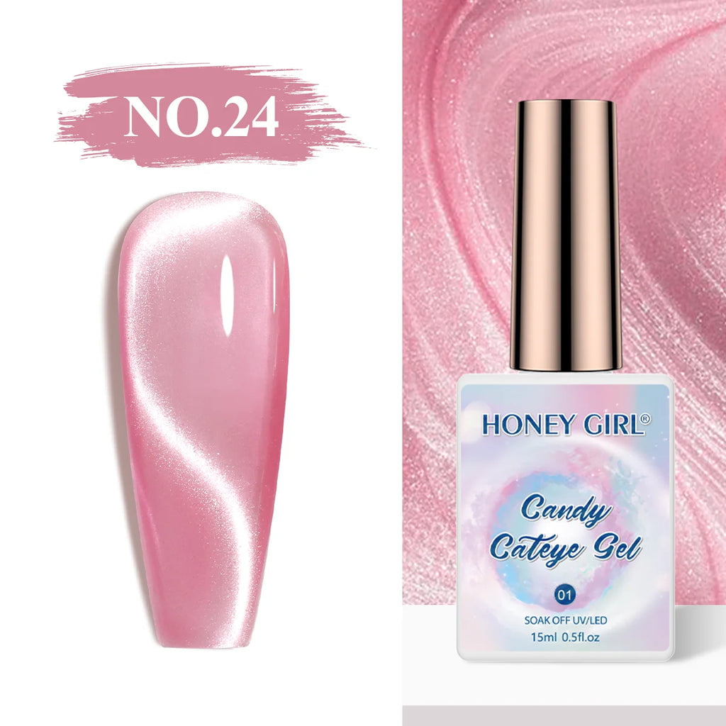 HONEY GIRL Moon Light Magnetic CatEye 24 Colors Jelly Gel Polish Set Wholesale 9d Crystal Uv Gel Nail Polish Cat Eye Gel Polish