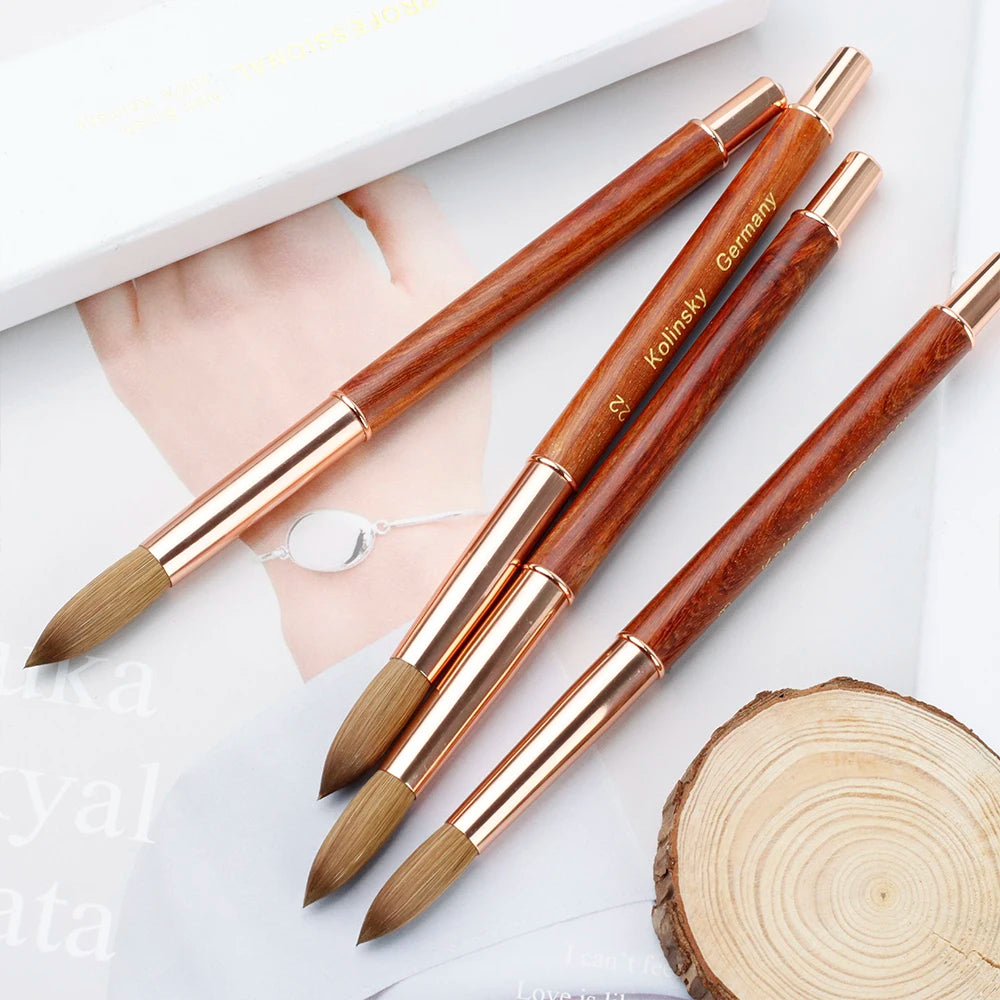 High Quality Nail Brush Custom LOGO Wood Handle 100% Pure Kolinsky Sable Acrylic Nails Art Brushes with Box