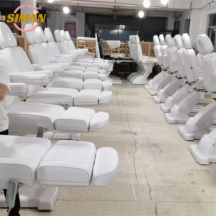 Siman Factory Wholesale 4 Motors Electric Massage Bed Remote Foot Control Lift Tilt Swivel Salon Furniture Low MOQ