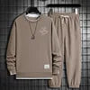 2024 Spring and Autumn Hoodie Set Men's Waffle Crewneck Hoodie Trousers Two-piece Sports Casual Men's Wear Hoodie Sweater