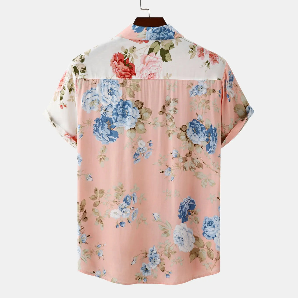2025 Hot Selling Men Hawaiian Shirt - Summer Short Sleeve Casual Button Down Beach Shirt with Flower Print (OEM/ODM Wholesale)