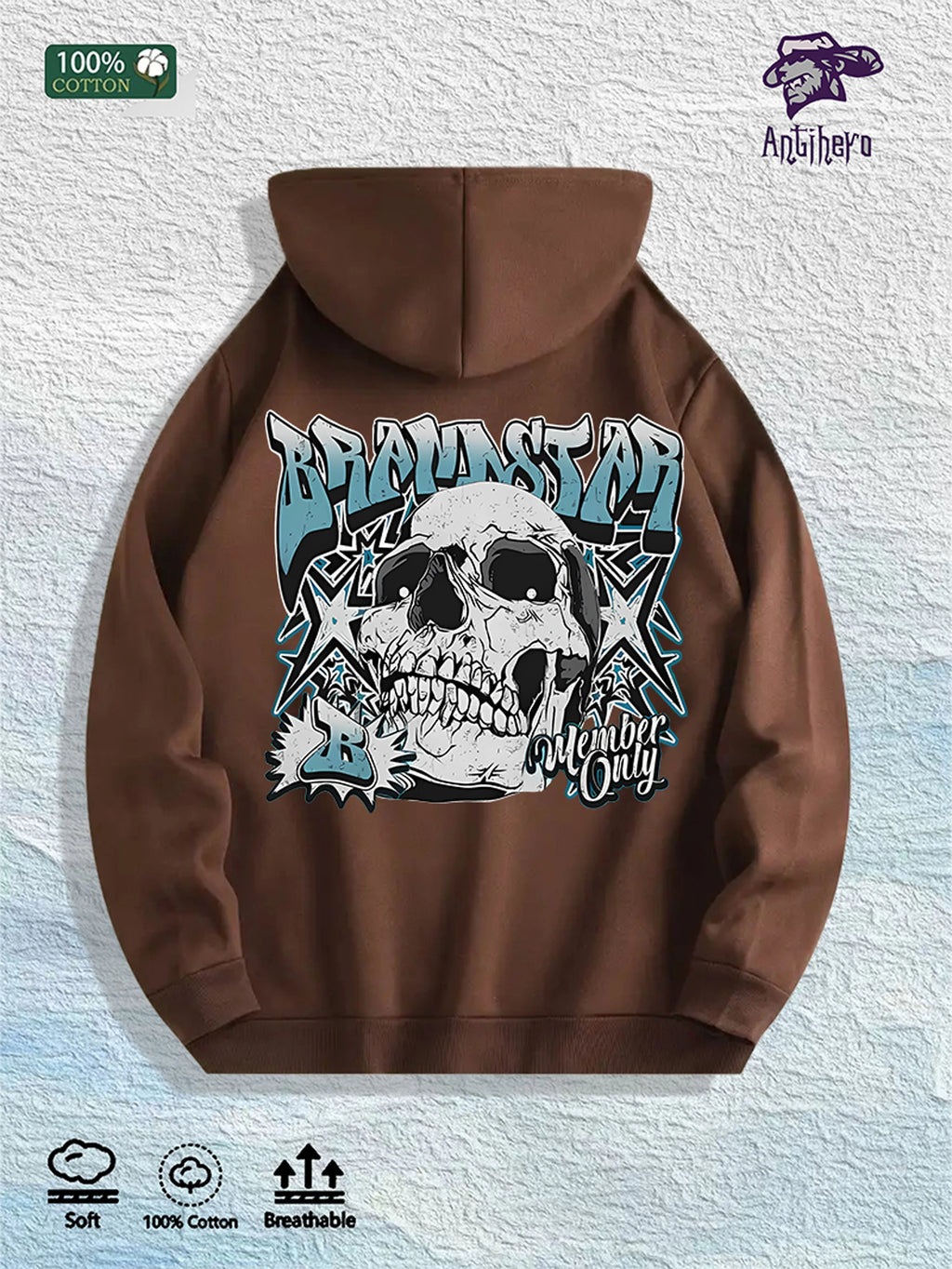 Brainstar Graphic Hoodie 100% Cotton US Warehouse 7 Colors