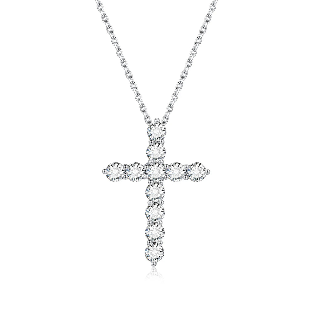Niche Designer Statement Cross-border Jewelry, 18K Gold Cross Pendant O-shape Clavicle Chain With Cultivated Diamond
