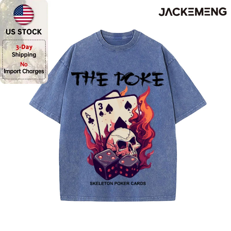 Oversized Vintage Retro Gothic Skull Streetwear Print Tshirt USA Stock Wholesale Y2K Casual Tee