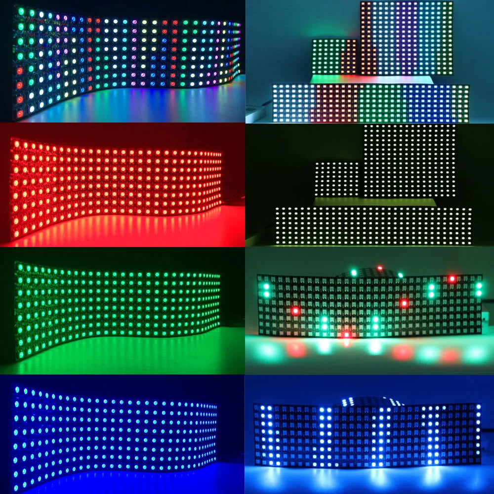 WS2812B LED Digital Flexible Individually Addressable Panel Light WS2812 8*8 16*16 8*32 Pxiels Module Matrix Screen DC5V