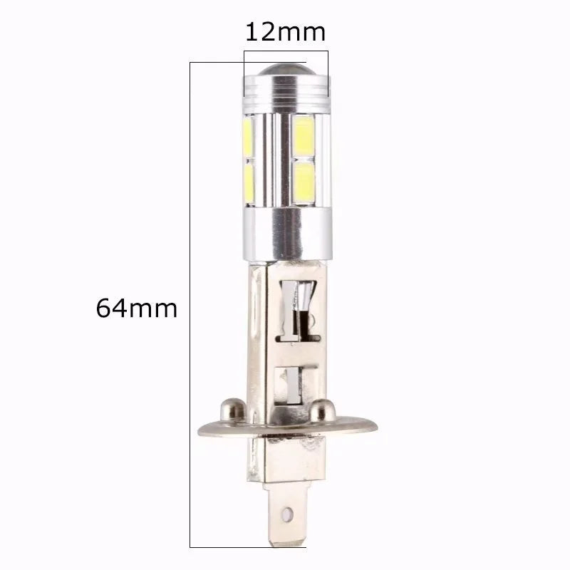 H1 H3 12V Car LED Bulbs 6000K White LED High Power 5630 10SMD Auto Decoding Fog Light Driving Lamp Daytime Running Light DRL
