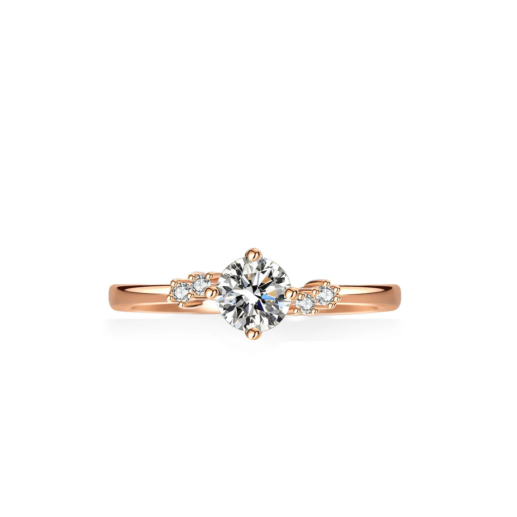 Wholesale Fine Rings, Made of S925 Sterling Silver, Round Brilliant Cut 0.5-carat VVS Moissanite, Suitable As Wedding Gifts.