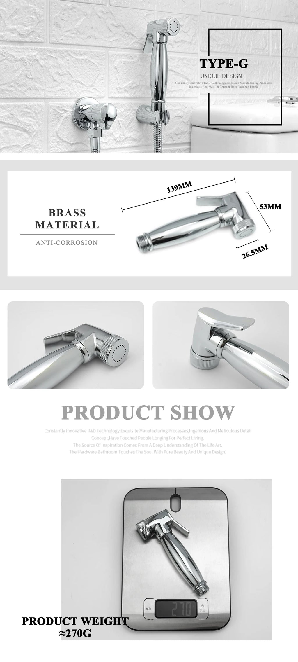 Shower Douche Toilet Bidet Sprayer Kit Chrome Polished Brass Bathroom Wall Mount Single Cold Valve Handheld Bidet Shattaf Set
