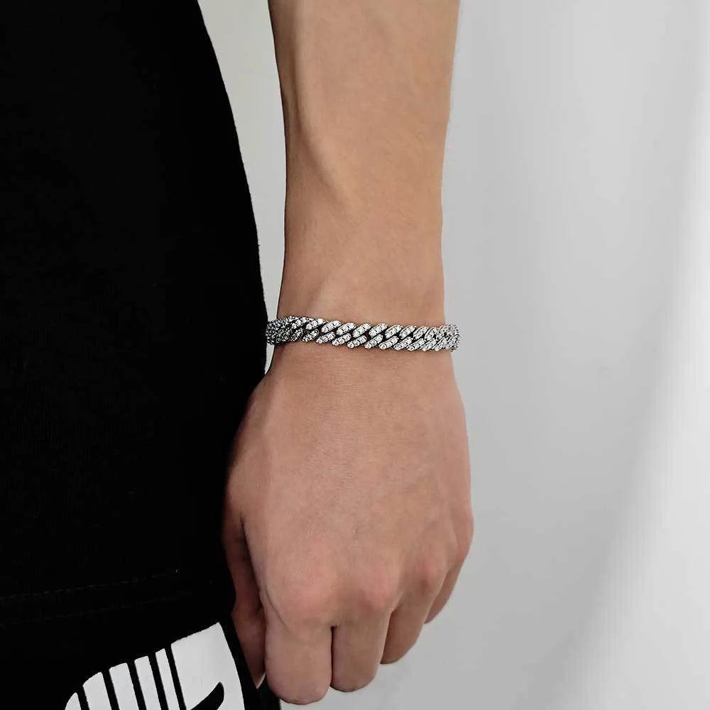 Hip Hop Fashion 8MM Full Zircon Diamond Cuban Link Chain Bracelet