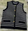 Women's Casual V-Neck Sleeveless Striped Knitted Vest Sweater Chic Single Breasted Cardigan Top New Fashion
