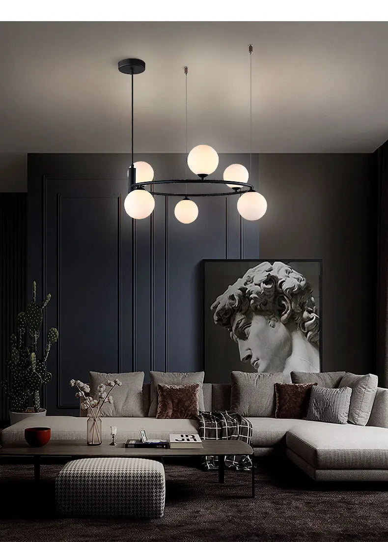 Nordic Creative Magic Bean Living Room Lamp Ring Molecular Lamp Restaurant Lamp Postmodern Simple Study Bedroom Chandelier