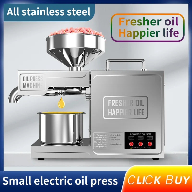Small 110v Commercial Corn Coconut Palm Oil Extruder 220v Stainless Steel Peanut Sunflower Oil Extrusion Machine