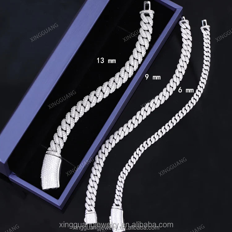 Ready to Ship Diamond Cuban Bracelet 6mm-22mm S925 Silver Hip Hop Bracelet Full Iced Out Moissanite Cuban Bracelet for Men