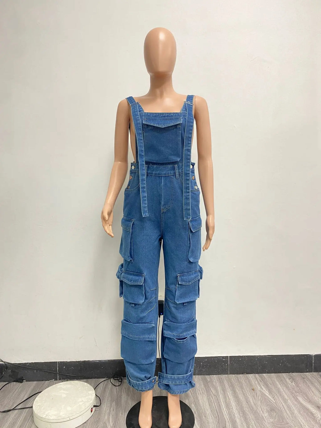 NY8160 High Quality Fashion Cargo Denim Jumpsuits Women Wide Leg Overalls Loose Strap Jean Jumpsuit Women