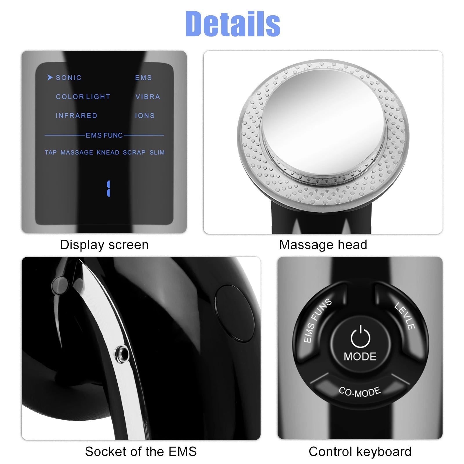6 IN 1 Body Shape Massager EMS ultrasonic Slimming Gel Cream Infrared 1Mhz Ultrasound Cavitation Fat Burner Bar Weight Loss Tool