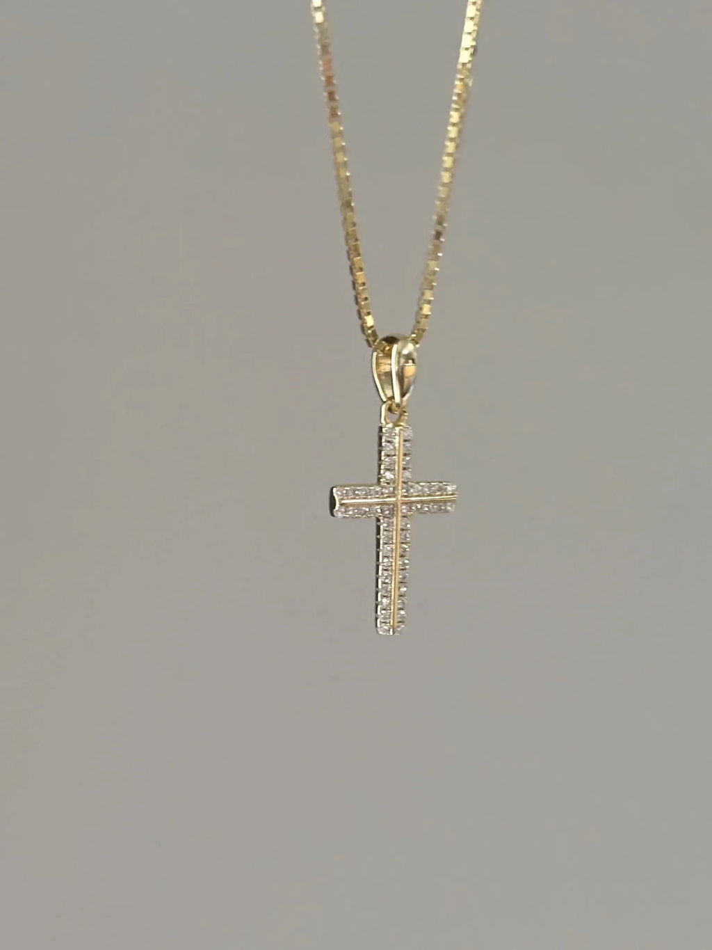 Great Gems Dainty 0.20ctw Moissanite Cross Necklace Pave Diamond Charm Sterling Silver Yellow Gold Plated Christian Religious