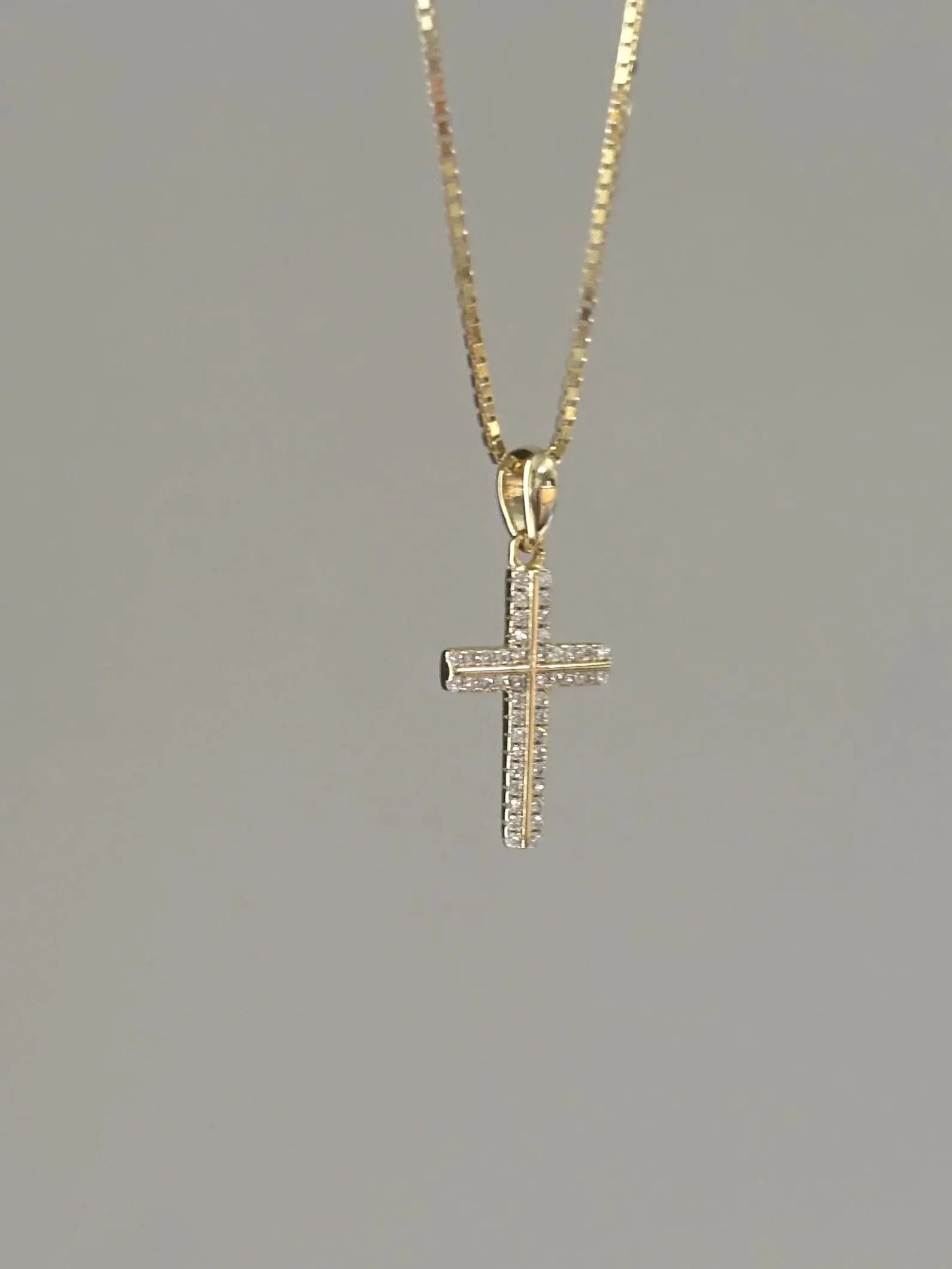 Great Gems Dainty 0.20ctw Moissanite Cross Necklace Pave Diamond Charm Sterling Silver Yellow Gold Plated Christian Religious