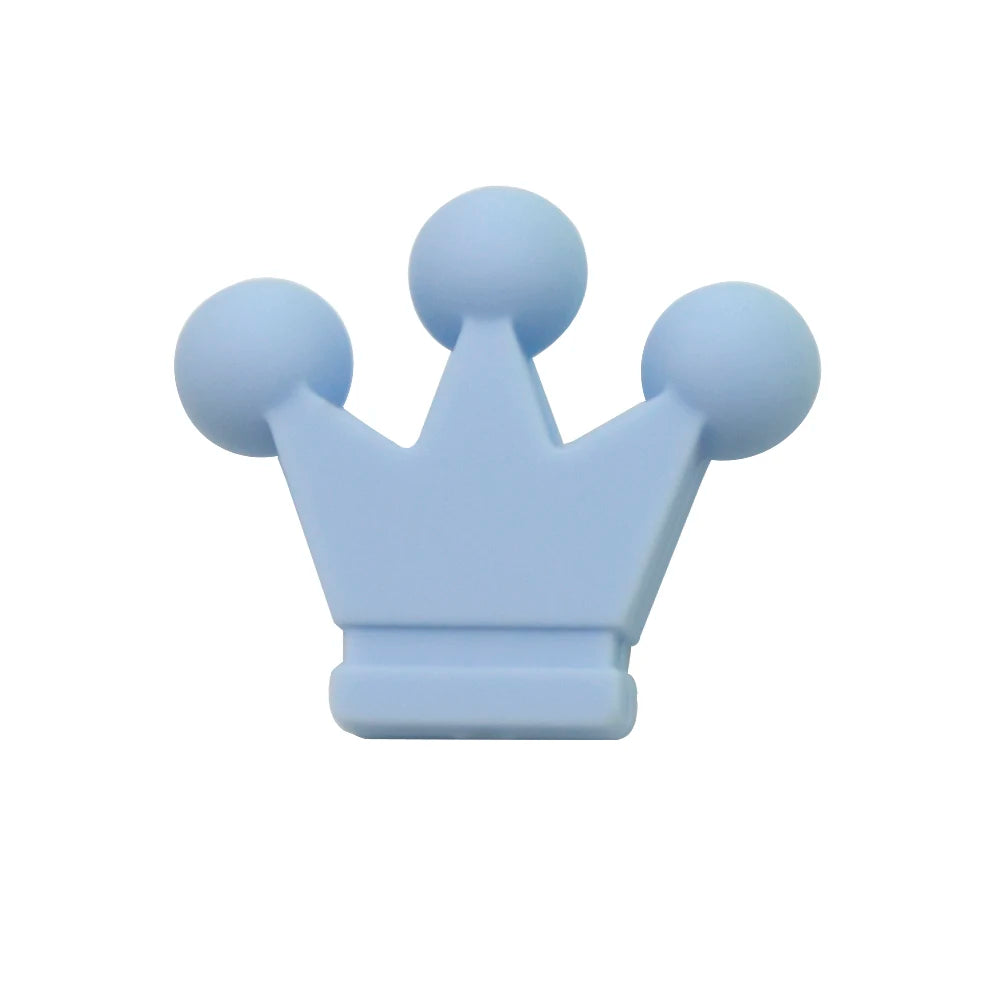 Cute-idea 10pc mini Crown BPA Free Silicone Beads Baby Teether Chew sensory Craft Chain For Pendant Food Grade Baby Teething Toy