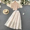 New Products Female Knitted Top Beaded Small Sweater Ladies French Retro Cake Skirt Two Piece Set