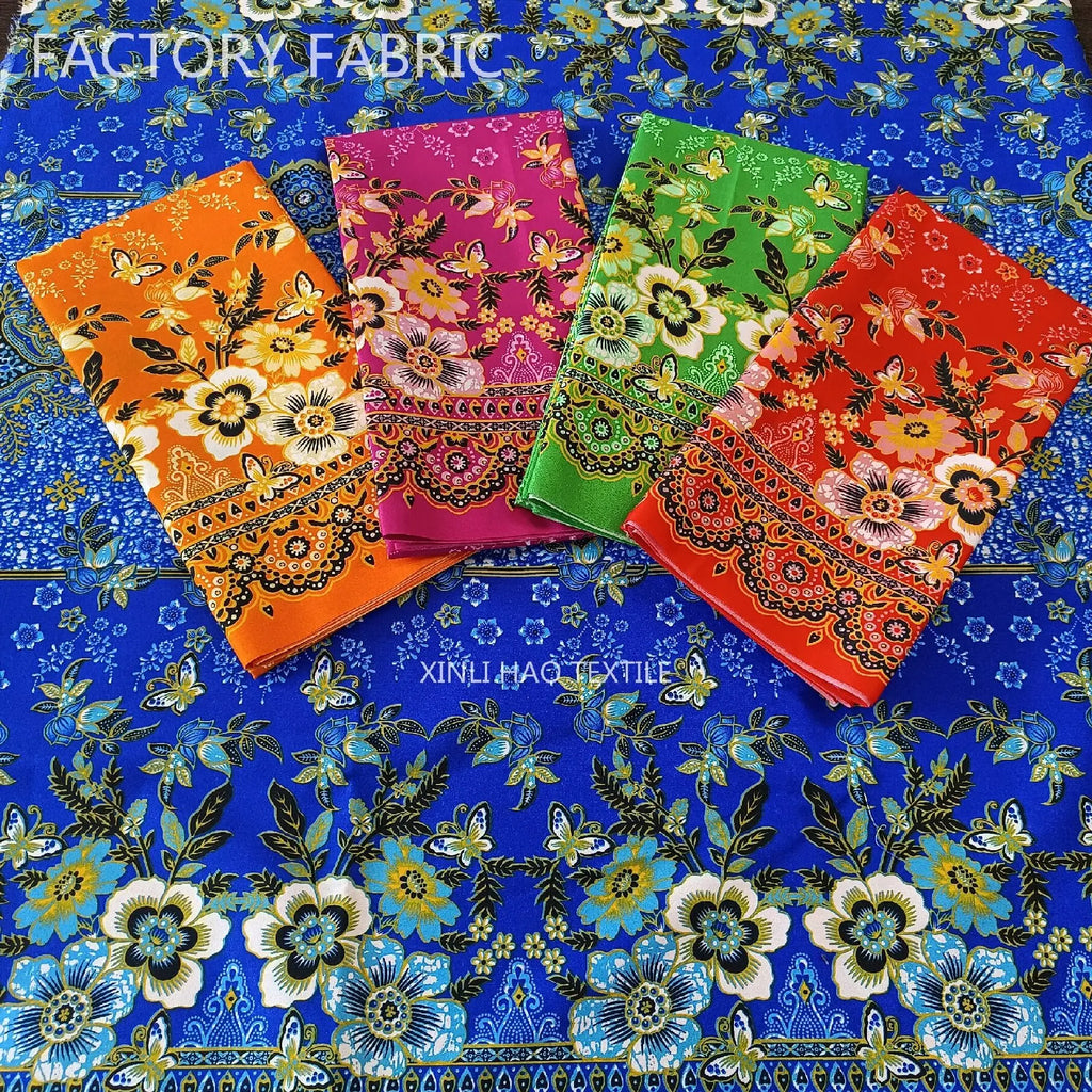 Factory Cheap Price Sarong Batik Lungi Polyester Thai Print Peach Skin Fabric