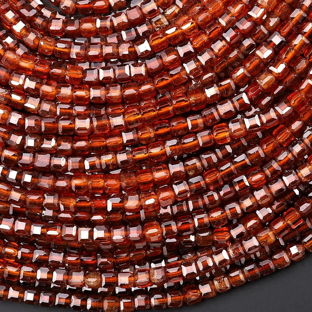 AAA Natural Orange Brown Hessonite Garnet Faceted 3mm Ball Beads 15.5" Strand Great Gems Unisex Casual Wedding Necklace