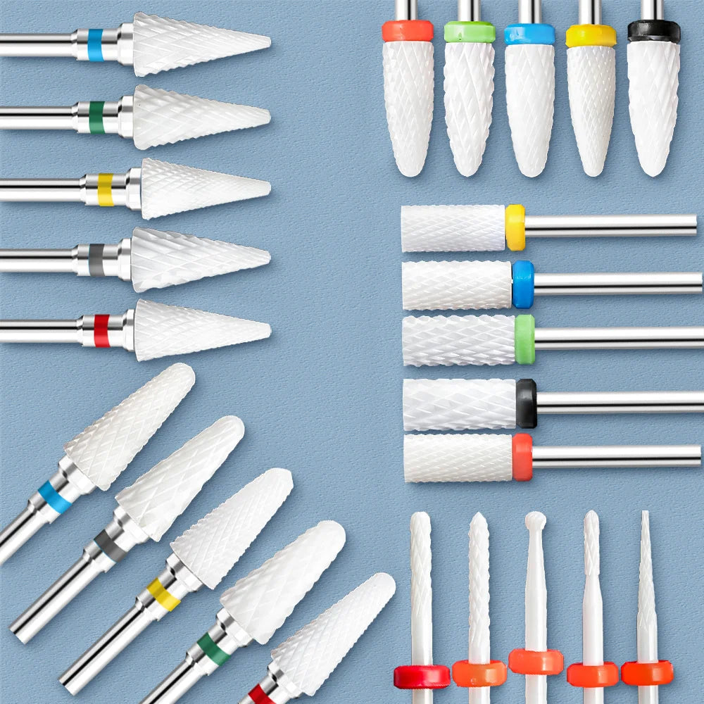 Nail Drill Burr Bits Ceramic Milling Cutter Manicure Nail Drill Bits Electric Nail Mills Cutter for Manicure Machine