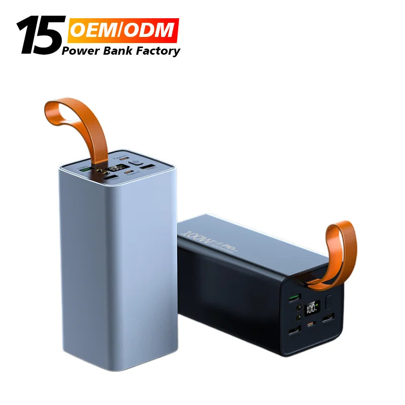 Portable 100W+65W PD+QC Outdoor Laptop Power Bank With Light Large Capacity Super Fast Charging Power Banks 60000mAh for Laptops