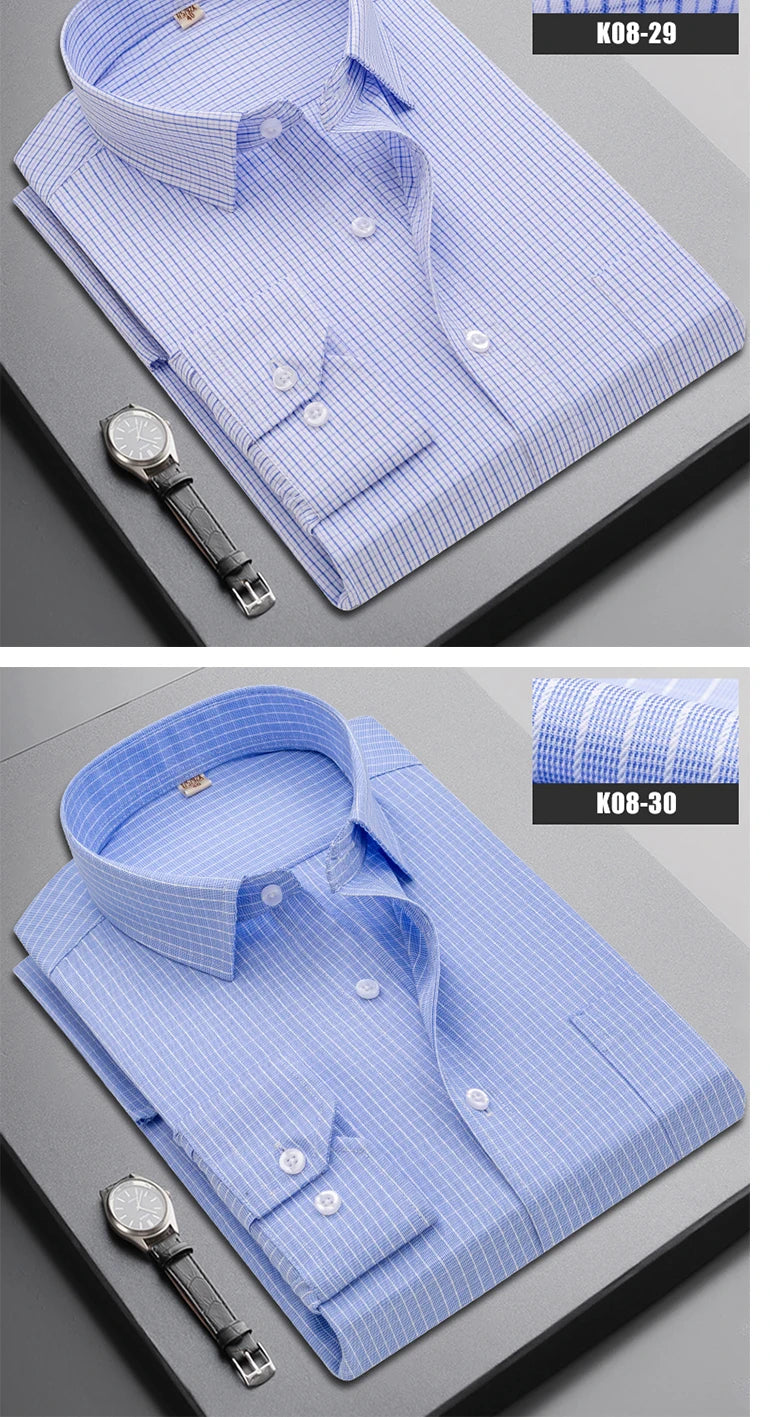 Brand New Men Shirt Male Dress Shirts Striped Men's Casual Long Sleeve Business Formal Plaid Shirt camisa social