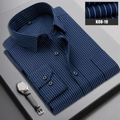 Brand New Men Shirt Male Dress Shirts Striped Men's Casual Long Sleeve Business Formal Plaid Shirt camisa social