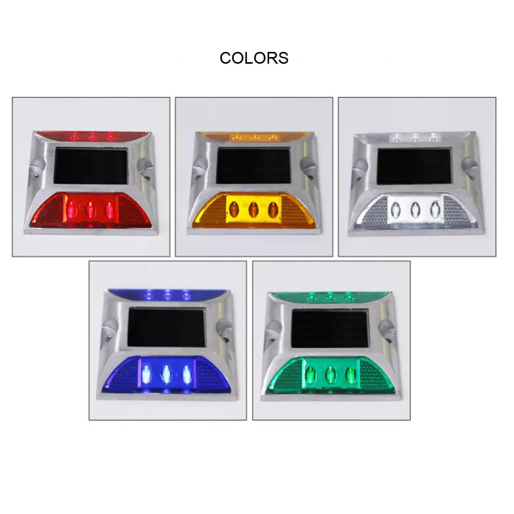 Solar Lights Outdoor Aluminum Ip68 Waterproof Led Solar Powered Road Stud Light Road Reflective Ground Light Warning Light